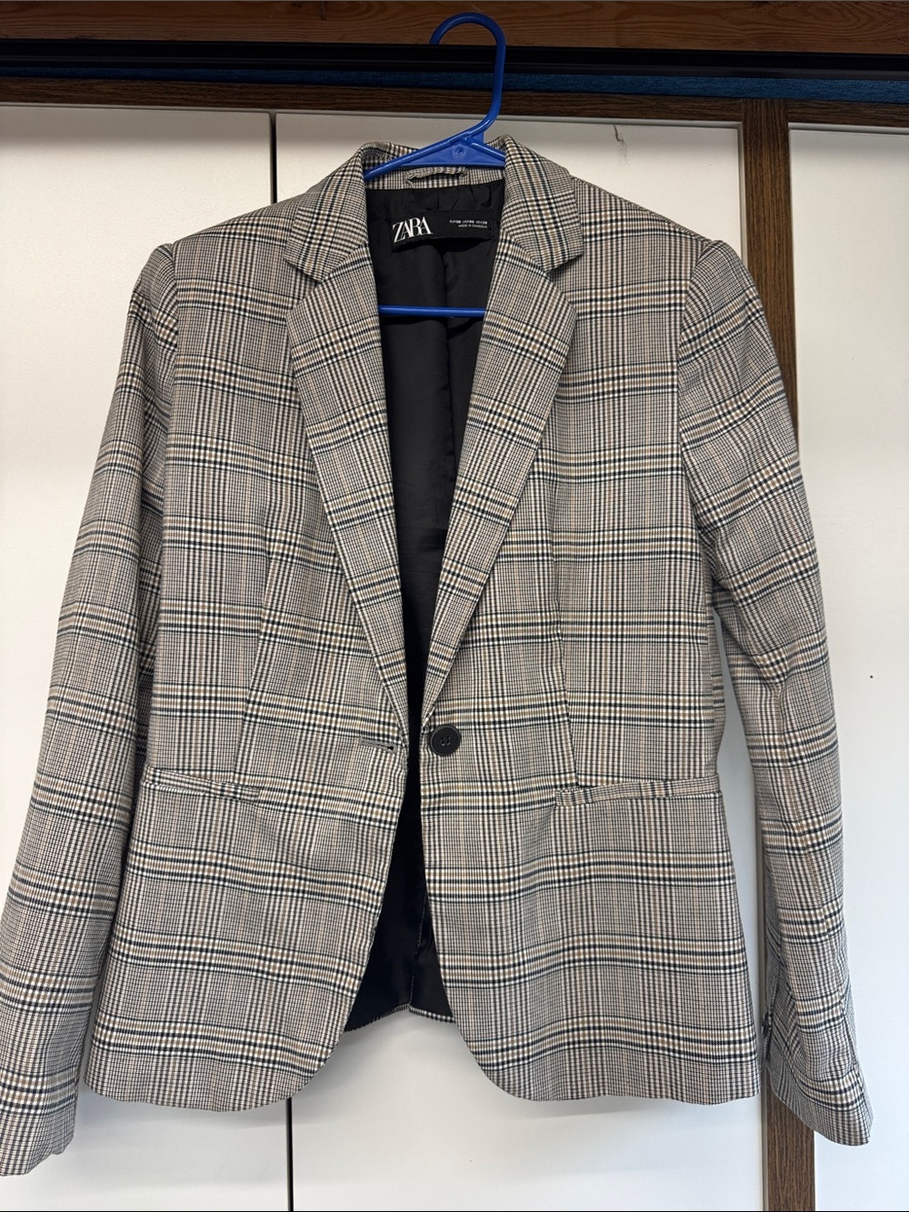 Zara Gray Plaid Women's Blazer